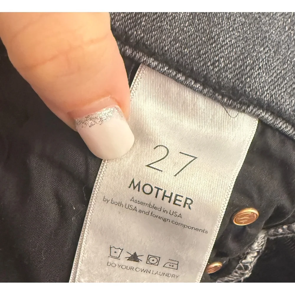 MOTHER Women’s Dark Gray Button Fly The Pixie Dazzler Ankle Fray Jeans Size 27